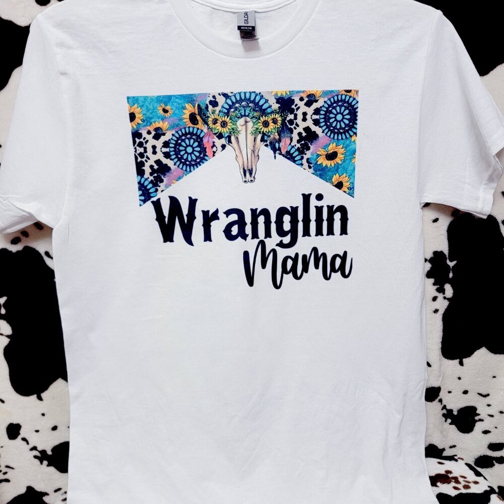5 Pack Wranglin Mama Western White Short Sleeve Graphic Tee